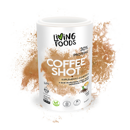 Proteína vegana con fibra sabor cafe Living Foods para nutrición vegetal y digestión saludable